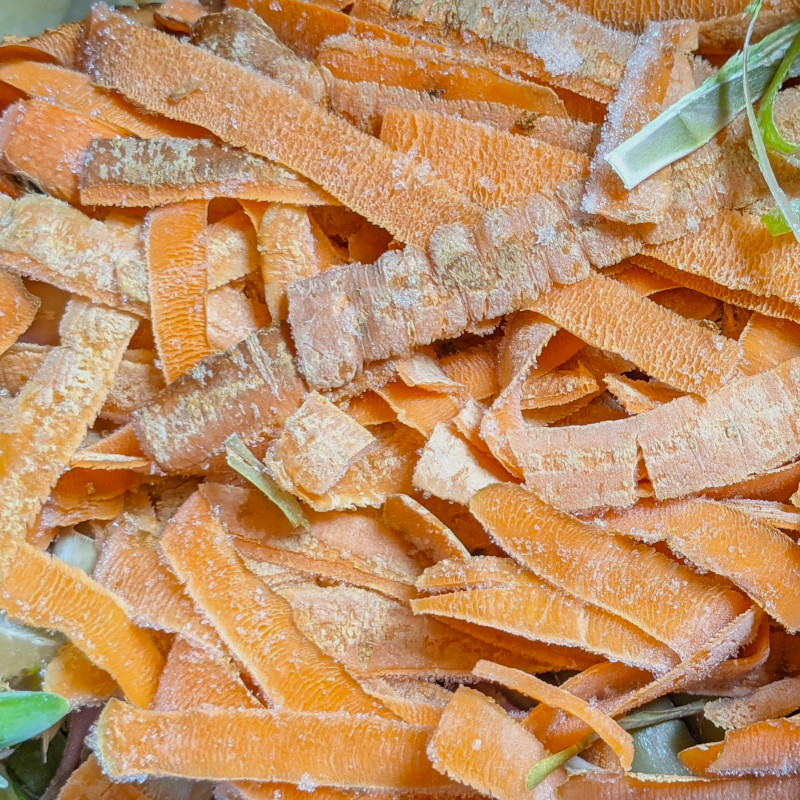 carrot peels in a pot